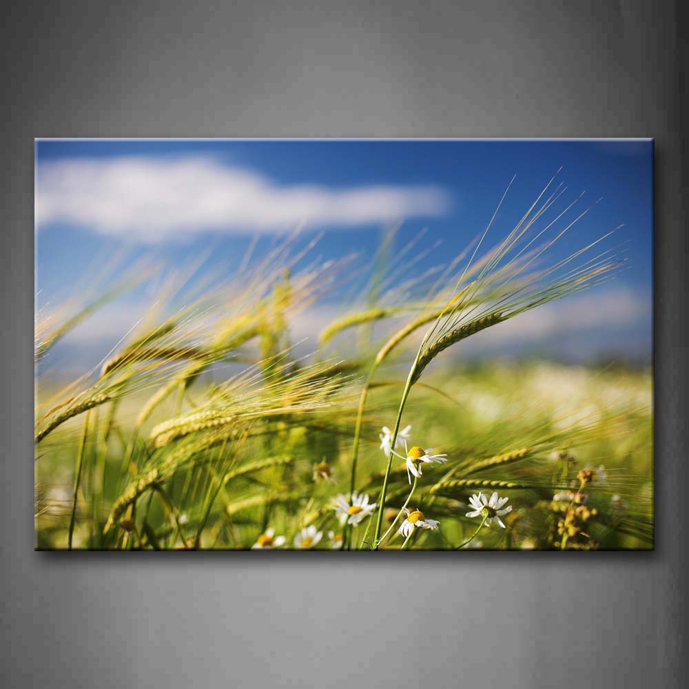 White Flower Grow Under Wheat Wall Art Painting The Picture Print On Canvas Botanical Pictures For Home Decor Decoration Gift 