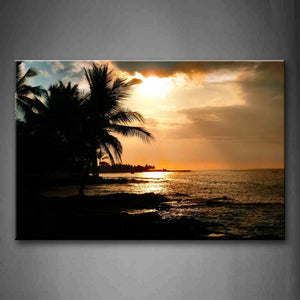 Coastline Grow Many Palms Sunset Wall Art Painting The Picture Print On Canvas Landscape Pictures For Home Decor Decoration Gift 