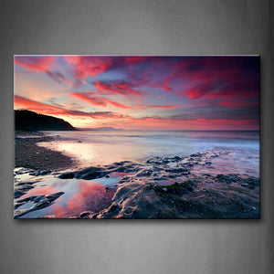 Beach With Sunset Glow Wall Art Painting The Picture Print On Canvas Seascape Pictures For Home Decor Decoration Gift 