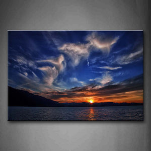 Setting Sun On Mountain Near Lake Wall Art Painting Pictures Print On Canvas Seascape The Picture For Home Modern Decoration 