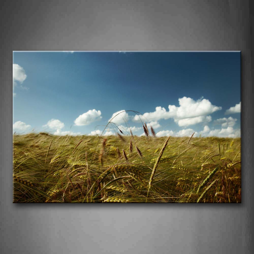 A Group Of Wheat Under Blue Sky And Cloud Wall Art Painting The Picture Print On Canvas Landscape Pictures For Home Decor Decoration Gift 