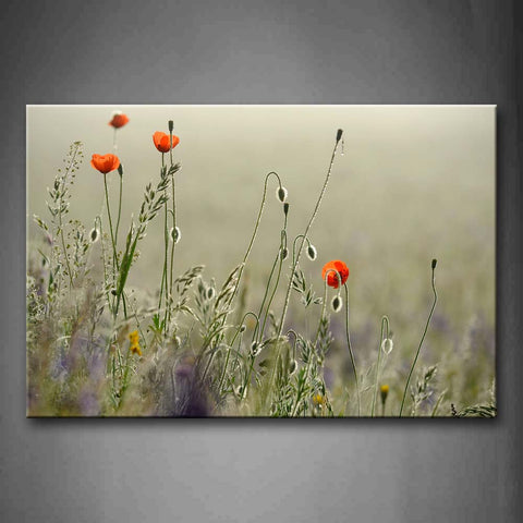 Orange Poppy With Leafs Portrait Wall Art Painting Pictures Print On Canvas Flower The Picture For Home Modern Decoration 