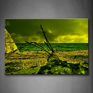 Dry Branch On Beach At Sunset Wall Art Painting Pictures Print On Canvas Botanical The Picture For Home Modern Decoration 