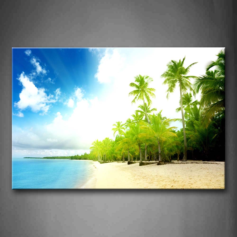 Coconut Trees Grow On Beach Sunshine Wall Art Painting The Picture Print On Canvas Seascape Pictures For Home Decor Decoration Gift 