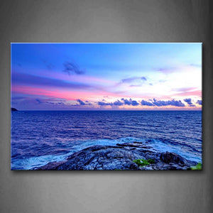 Blue Ocean Rock On Coastline Sunset Wall Art Painting The Picture Print On Canvas Seascape Pictures For Home Decor Decoration Gift 