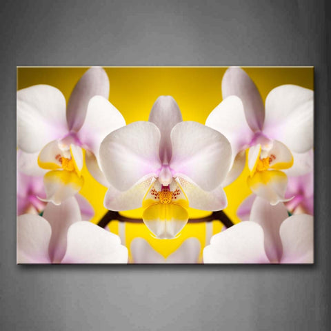 White And Pink Flower In Yellow Background Wall Art Painting The Picture Print On Canvas Flower Pictures For Home Decor Decoration Gift 