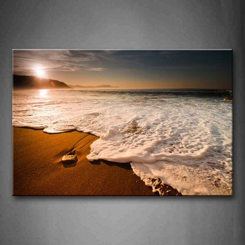 Whiter Water And Yellow Sean On Brach Bright Sun Wall Art Painting Pictures Print On Canvas Seascape The Picture For Home Modern Decoration 