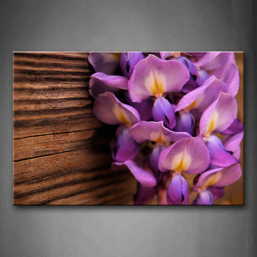 Purple Flowers On Wood Wall Art Painting The Picture Print On Canvas Flower Pictures For Home Decor Decoration Gift 