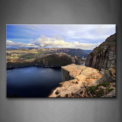 Overlook The Blue Sky Contain Cliff And Ocean  Wall Art Painting Pictures Print On Canvas Landscape The Picture For Home Modern Decoration 