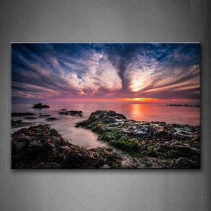 Splendid Sunset Sealand Arounded By Cloud And Mist Wall Art Painting Pictures Print On Canvas Seascape The Picture For Home Modern Decoration 