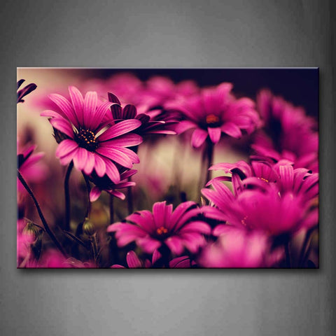 Cluster Of Deep Purple Flowers Close To Each Other Wall Art Painting Pictures Print On Canvas Flower The Picture For Home Modern Decoration 