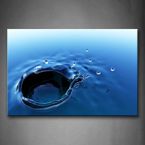 Water Drop Down And Rebound From Pure Blue Water  Wall Art Painting Pictures Print On Canvas Art The Picture For Home Modern Decoration 
