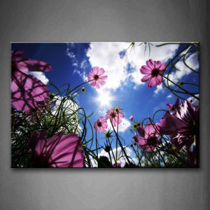 Small Purpel Flowers And Grasses Face Toward To The Sky Wall Art Painting Pictures Print On Canvas Flower The Picture For Home Modern Decoration 