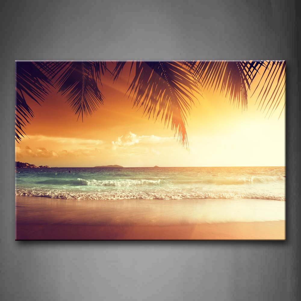 Coconut Paim Mirrored In Peaceful Beach Wall Art Painting Pictures Print On Canvas Seascape The Picture For Home Modern Decoration 