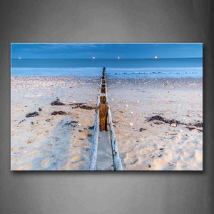 Wood Fence From Beach To Sea Blue Sea And Sky Wall Art Painting The Picture Print On Canvas Seascape Pictures For Home Decor Decoration Gift 