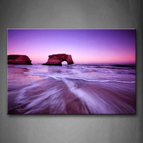 Purple Beach White Water Dreamlike Wall Art Painting Pictures Print On Canvas Seascape The Picture For Home Modern Decoration 