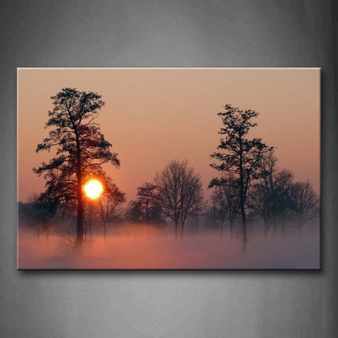 Yellow Sun Fog Pervade Among Trees Wall Art Painting Pictures Print On Canvas Landscape The Picture For Home Modern Decoration 
