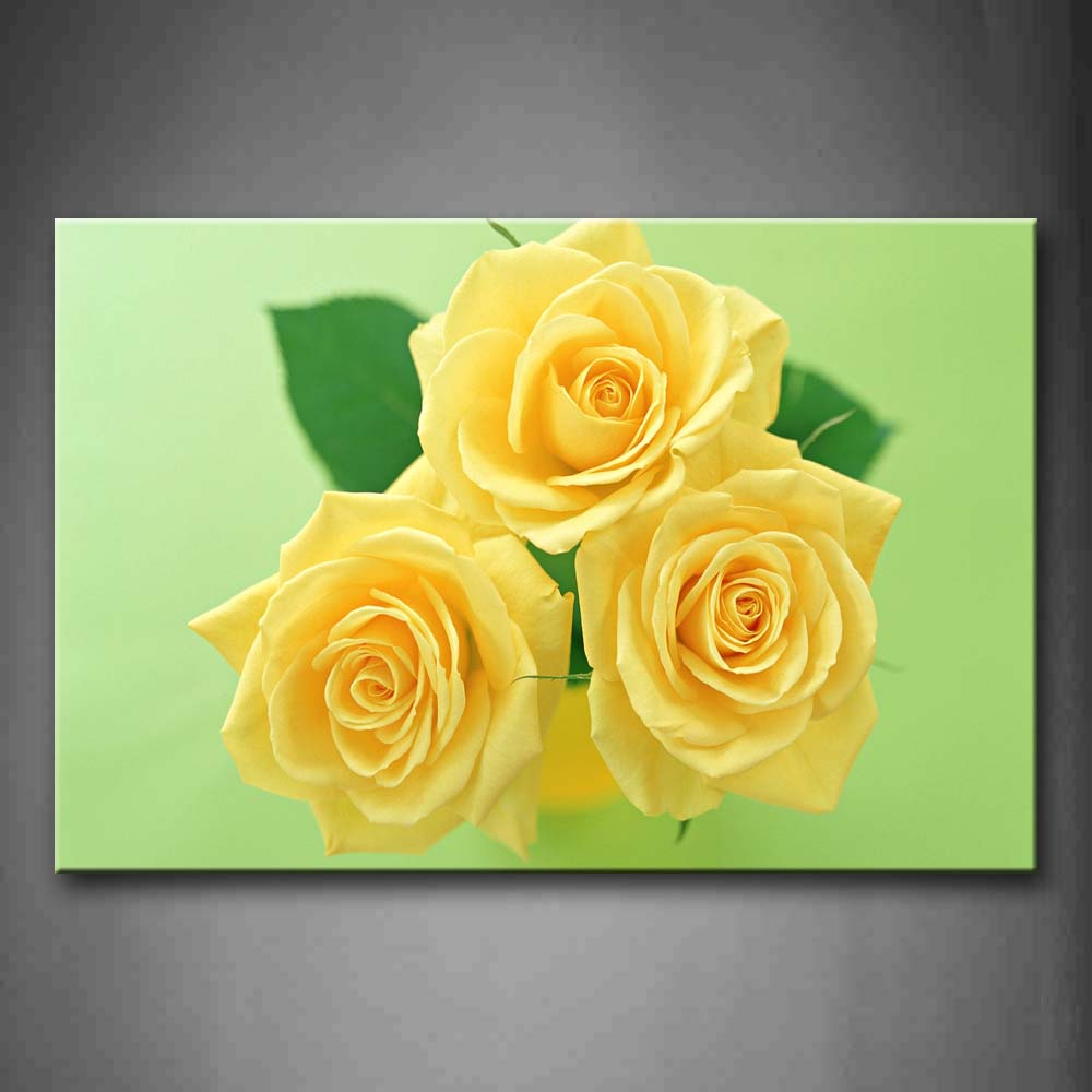 Yellow Flowers With Green Leafs On Green Floor Wall Art Painting The Picture Print On Canvas Flower Pictures For Home Decor Decoration Gift 