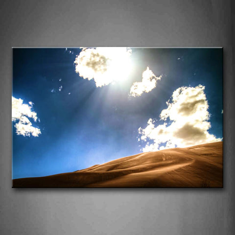 Blue Sky Bright Sun Behind Clouds Over Yellow Desert Wall Art Painting The Picture Print On Canvas Flower Pictures For Home Decor Decoration Gift 