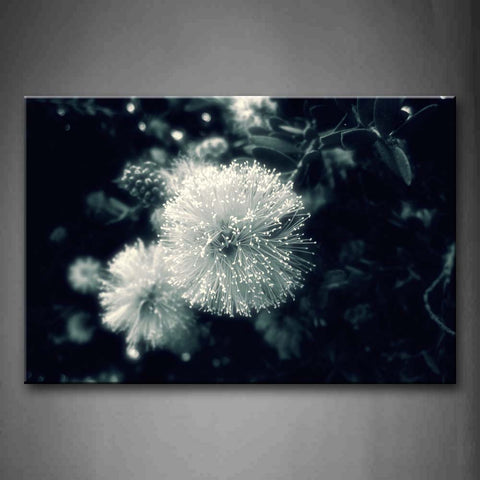 Round White Plant Dark Blue Background Wall Art Painting The Picture Print On Canvas Flower Pictures For Home Decor Decoration Gift 