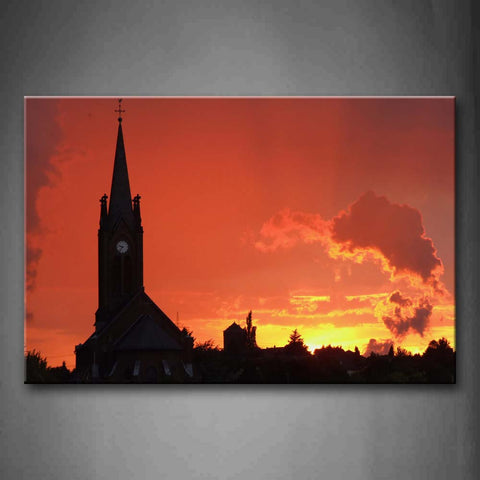 Sunset Glow Pervade All Sky Over House Wall Art Painting The Picture Print On Canvas Landscape Pictures For Home Decor Decoration Gift 