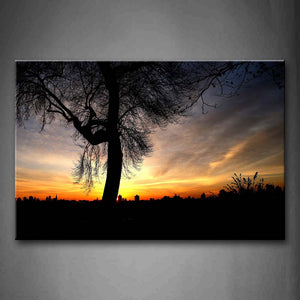 Golden Sunset Glow Over Town Trees Wall Art Painting Pictures Print On Canvas Landscape The Picture For Home Modern Decoration 