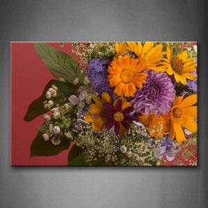 Different Flowers In Vase On Pink Floor Wall Art Painting Pictures Print On Canvas Flower The Picture For Home Modern Decoration 