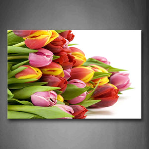 Different Colors Of Flowers On White Floor Wall Art Painting The Picture Print On Canvas Flower Pictures For Home Decor Decoration Gift 