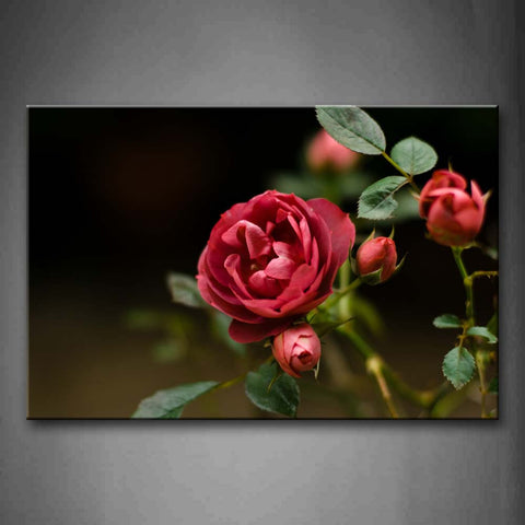 Beautiful Flowers In Red With Fresh Leaves Wall Art Painting The Picture Print On Canvas Flower Pictures For Home Decor Decoration Gift 