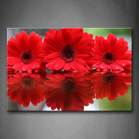 Bunch Of Beautiful Flowers In Bright Red Wall Art Painting Pictures Print On Canvas Flower The Picture For Home Modern Decoration 