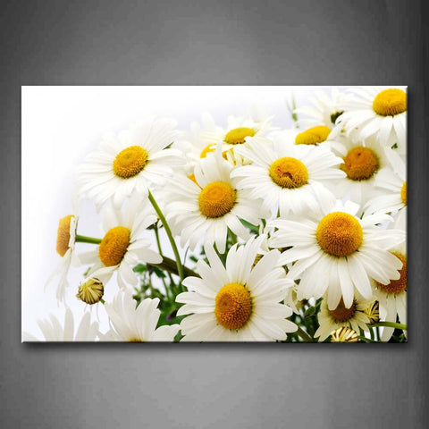 Little Daisies With White Petals Yellow Hearts Wall Art Painting The Picture Print On Canvas Flower Pictures For Home Decor Decoration Gift 