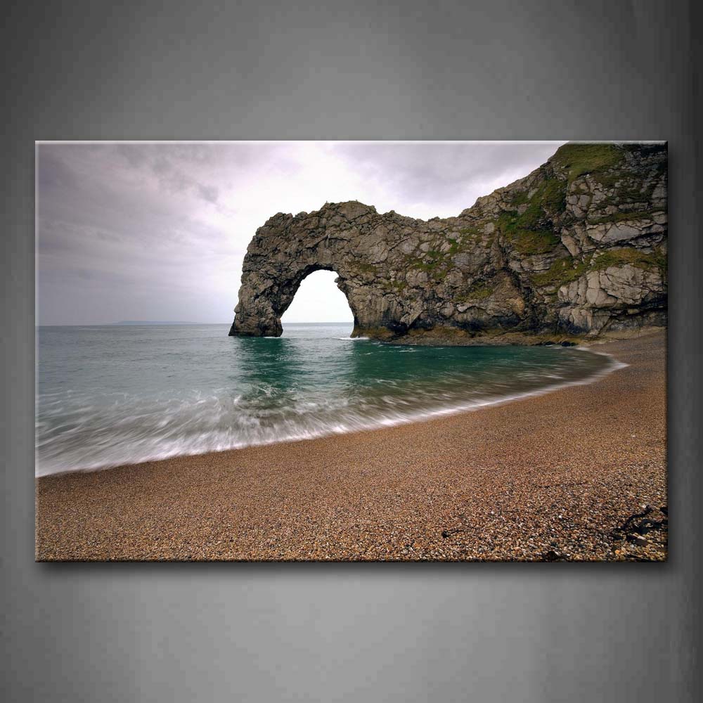 Quiet Beach And Cliff With Big Hole Wall Art Painting Pictures Print On Canvas Seascape The Picture For Home Modern Decoration 