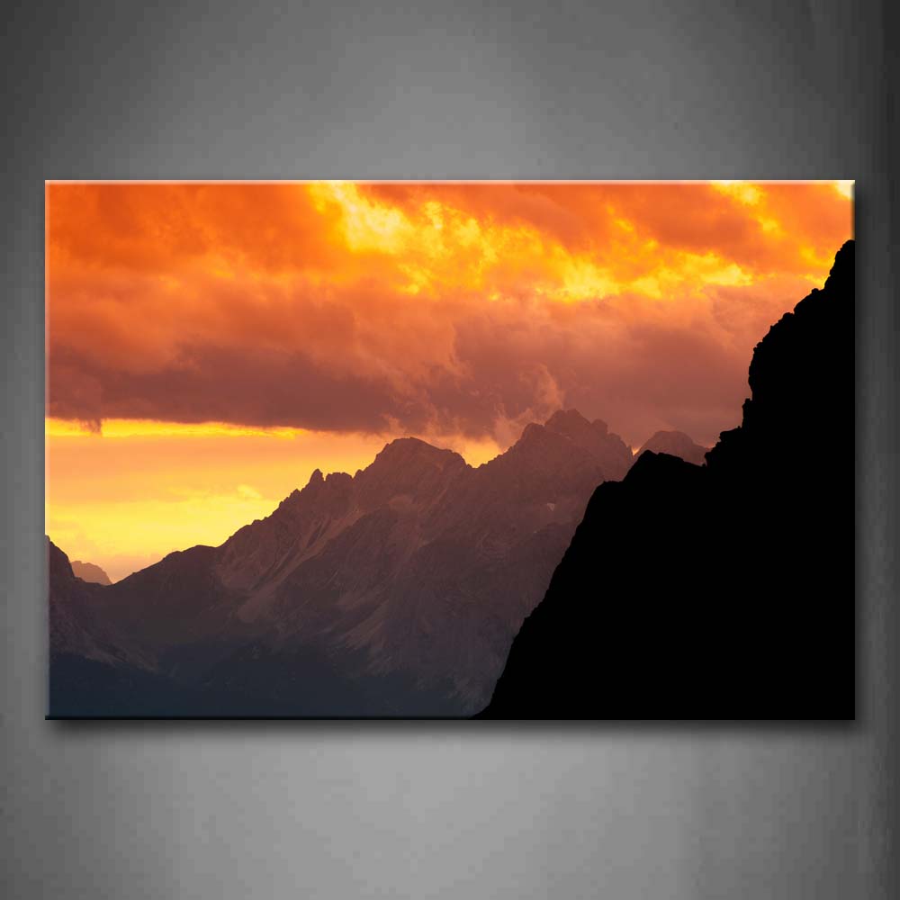 Golden Sunset Glow Tall Mountains  Wall Art Painting Pictures Print On Canvas Seascape The Picture For Home Modern Decoration 