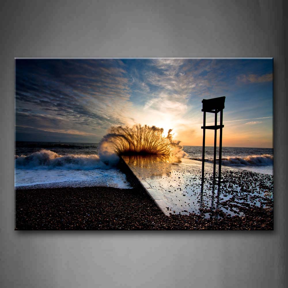 Ocean With Big Waves Bright Sun Wall Art Painting The Picture Print On Canvas Seascape Pictures For Home Decor Decoration Gift 