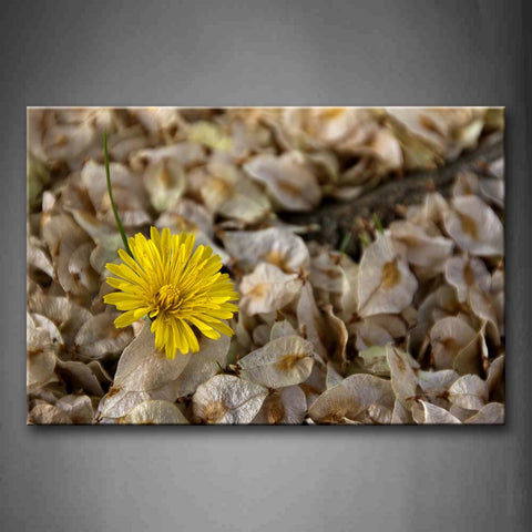 Little Flower In Bright Yellow On The Ground Wall Art Painting The Picture Print On Canvas Flower Pictures For Home Decor Decoration Gift 