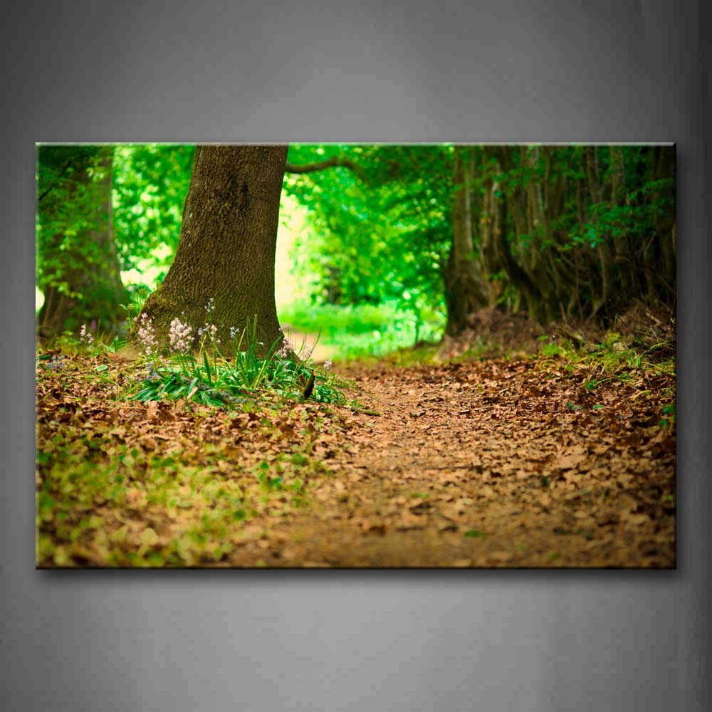 Narrow Path Light Green Trees In Forest  Wall Art Painting The Picture Print On Canvas Botanical Pictures For Home Decor Decoration Gift 