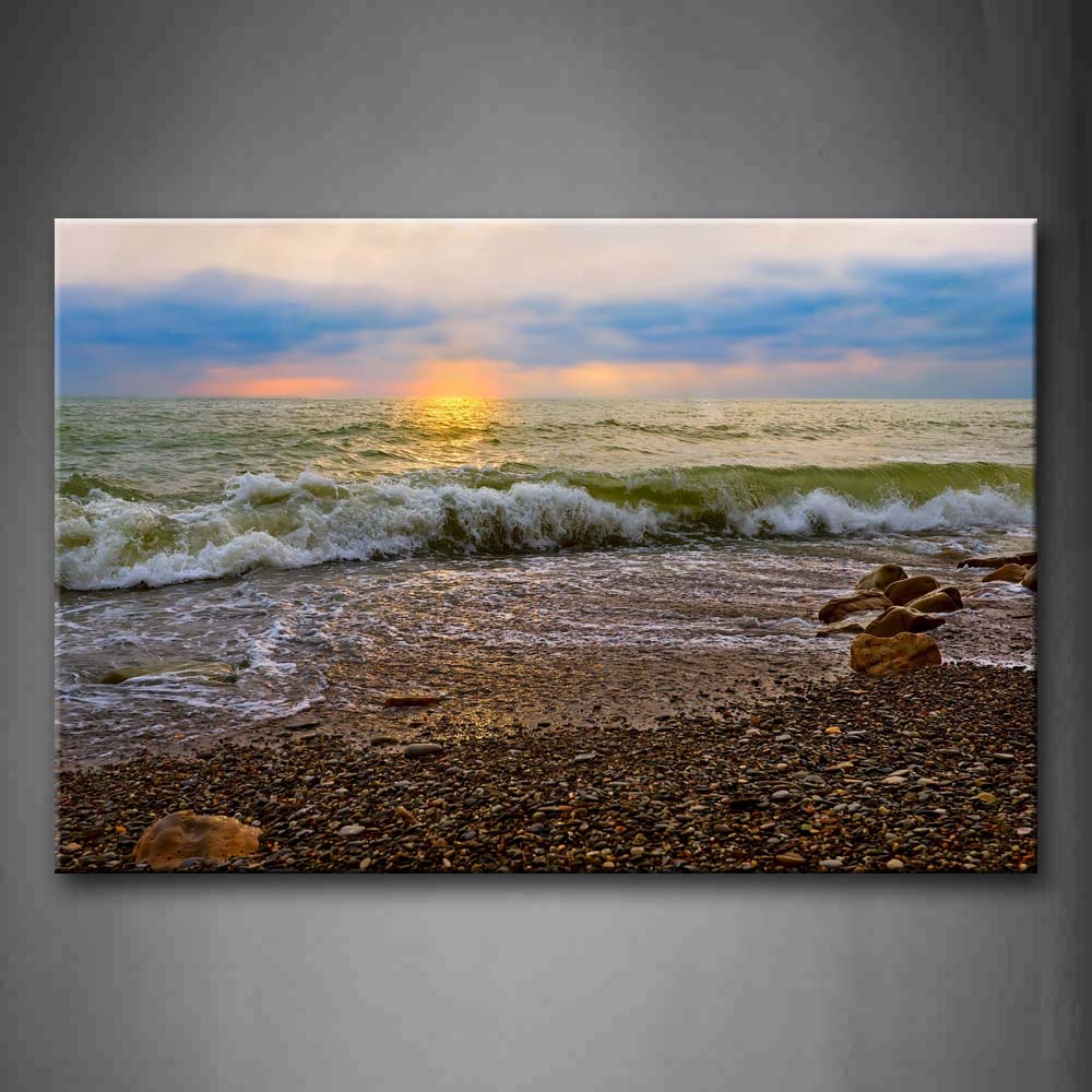 Quiet Beach Small Waves Bright Sun Wall Art Painting The Picture Print On Canvas Seascape Pictures For Home Decor Decoration Gift 