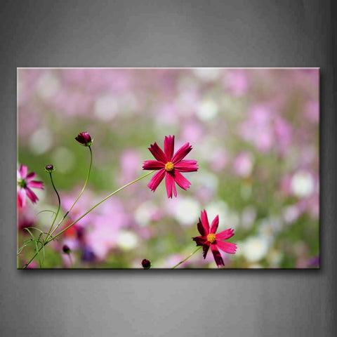 Little Flowers In Bright Red  Wall Art Painting The Picture Print On Canvas Flower Pictures For Home Decor Decoration Gift 