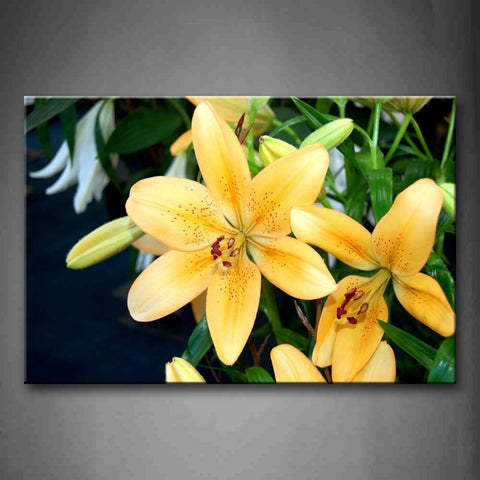 Flowers In Bright Yellow With Fresh Leaves Wall Art Painting Pictures Print On Canvas Flower The Picture For Home Modern Decoration 