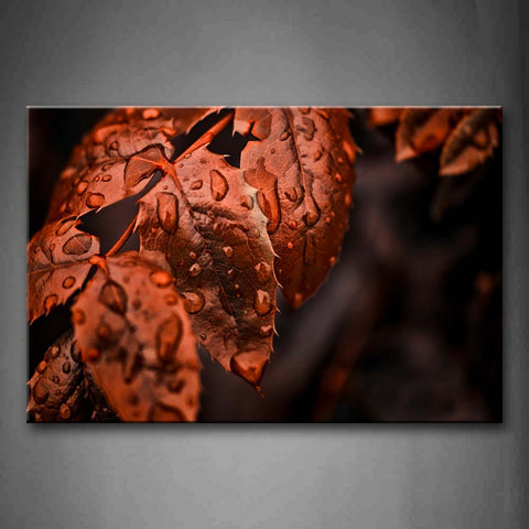 Waterdrops On The Leaves In Red Wall Art Painting The Picture Print On Canvas Landscape Pictures For Home Decor Decoration Gift 