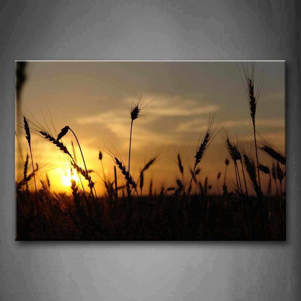 Bare Wheats In Field Sunset Sky  Wall Art Painting The Picture Print On Canvas Botanical Pictures For Home Decor Decoration Gift 