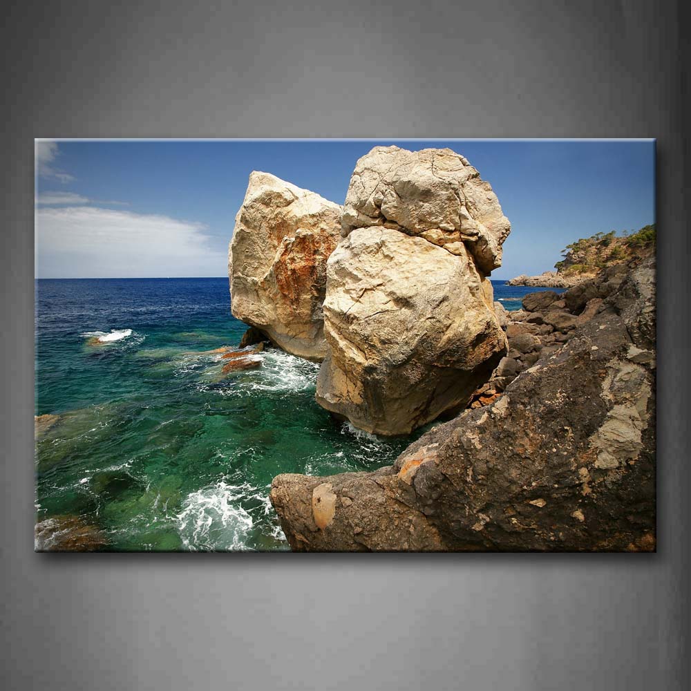 Huge Rocks On The Beach Impassive Water Wall Art Painting The Picture Print On Canvas Seascape Pictures For Home Decor Decoration Gift 