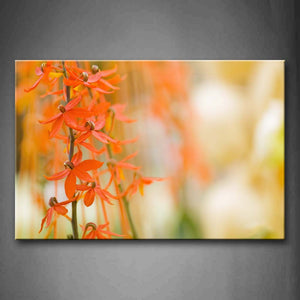 Brown Pretty Flowers In Bright Orange On Branches Wall Art Painting Pictures Print On Canvas Botanical The Picture For Home Modern Decoration 