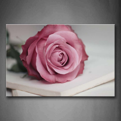 Pretty Rose In Pink On The Book Wall Art Painting Pictures Print On Canvas Flower The Picture For Home Modern Decoration 