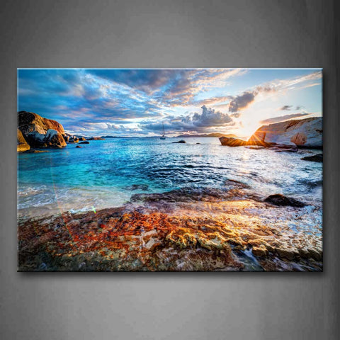 Bright Sunbeam Low Mountains And Quiet Water Wall Art Painting Pictures Print On Canvas Seascape The Picture For Home Modern Decoration 