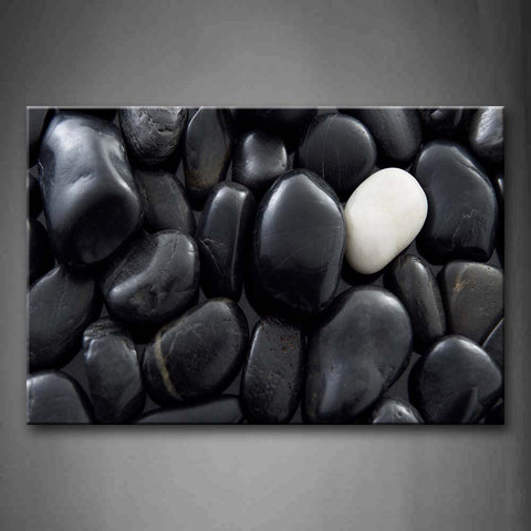 Cobblestones In Black And One In White Wall Art Painting The Picture Print On Canvas Art Pictures For Home Decor Decoration Gift 