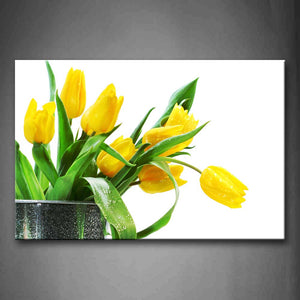 Yellow Flowers In Vase With Fresh Leaves Wall Art Painting The Picture Print On Canvas Flower Pictures For Home Decor Decoration Gift 