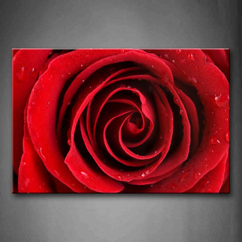 Rose In Bright Red With Waterdrops Wall Art Painting The Picture Print On Canvas Flower Pictures For Home Decor Decoration Gift 