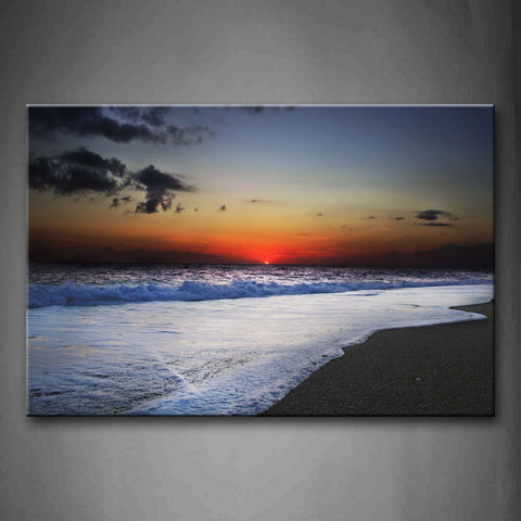 Beautiful Sunset Glw Waves On The Clear Beach Wall Art Painting Pictures Print On Canvas Seascape The Picture For Home Modern Decoration 