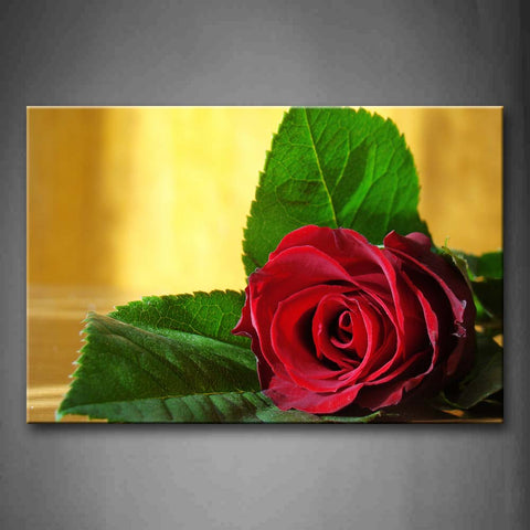 Fresh Rose In Bright Red With Fresh Leaves Wall Art Painting Pictures Print On Canvas Flower The Picture For Home Modern Decoration 